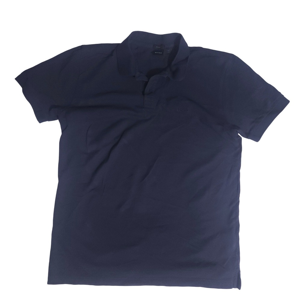 Hugo Boss Mens Regular Fit Polo Shirt Navy Blue Short Sleeve Size L
